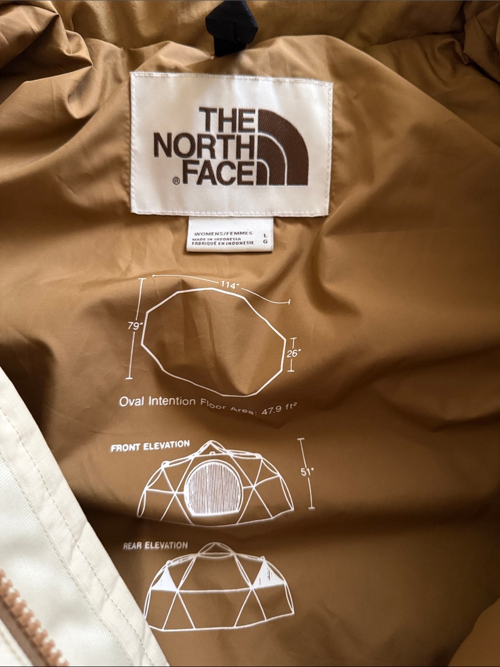 The North Face 92 Low-Fi Hi-Tek Nuptse down puffer jacket in beige and utility b - Picture 11 of 12
